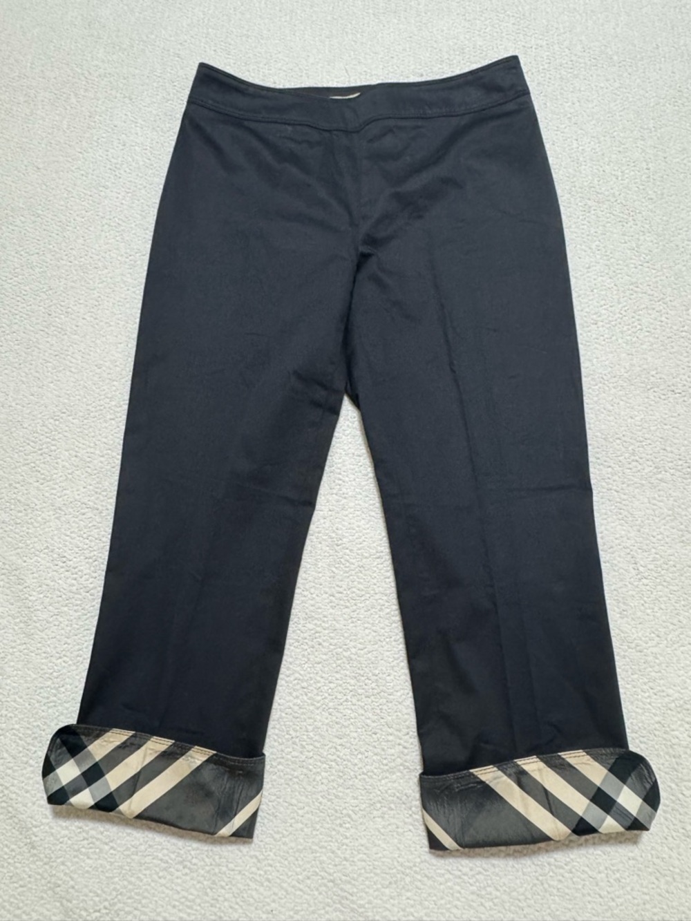 Burberry London Nova Check Cuff Capri Cropped Pants Navy US 8 - Picture 13 of 15